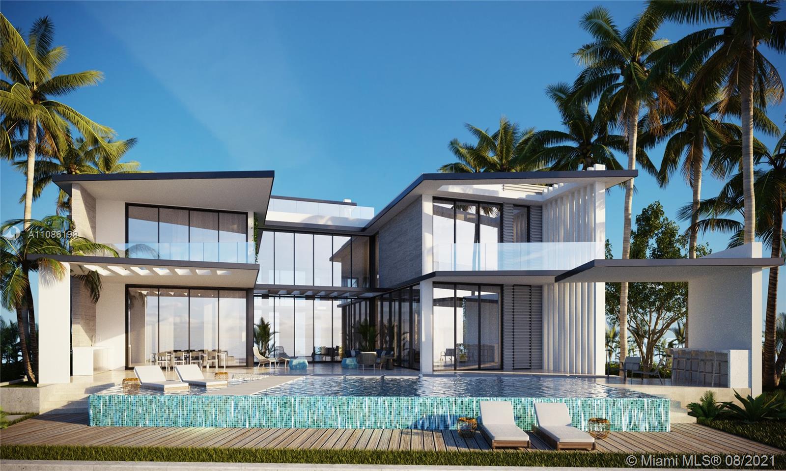 Modern five-bedroom Miami Beach villa with lush greenery and sleek architecture on Flamingo Drive