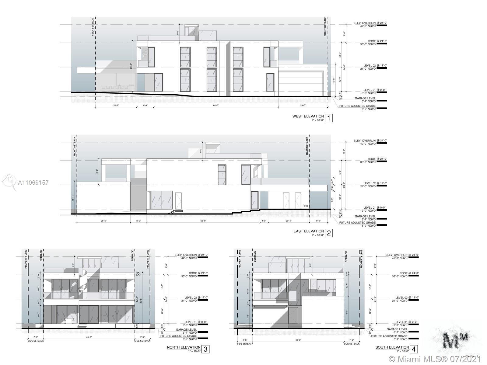 Floorplan of six-bedroom villa in Miami Beach, showcasing layout and room dimensions