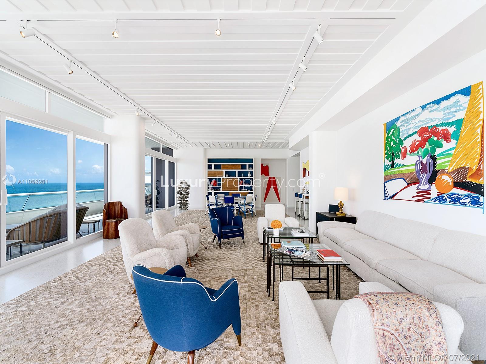 Dining area with ocean view in luxury villa, Faena House, Miami Beach