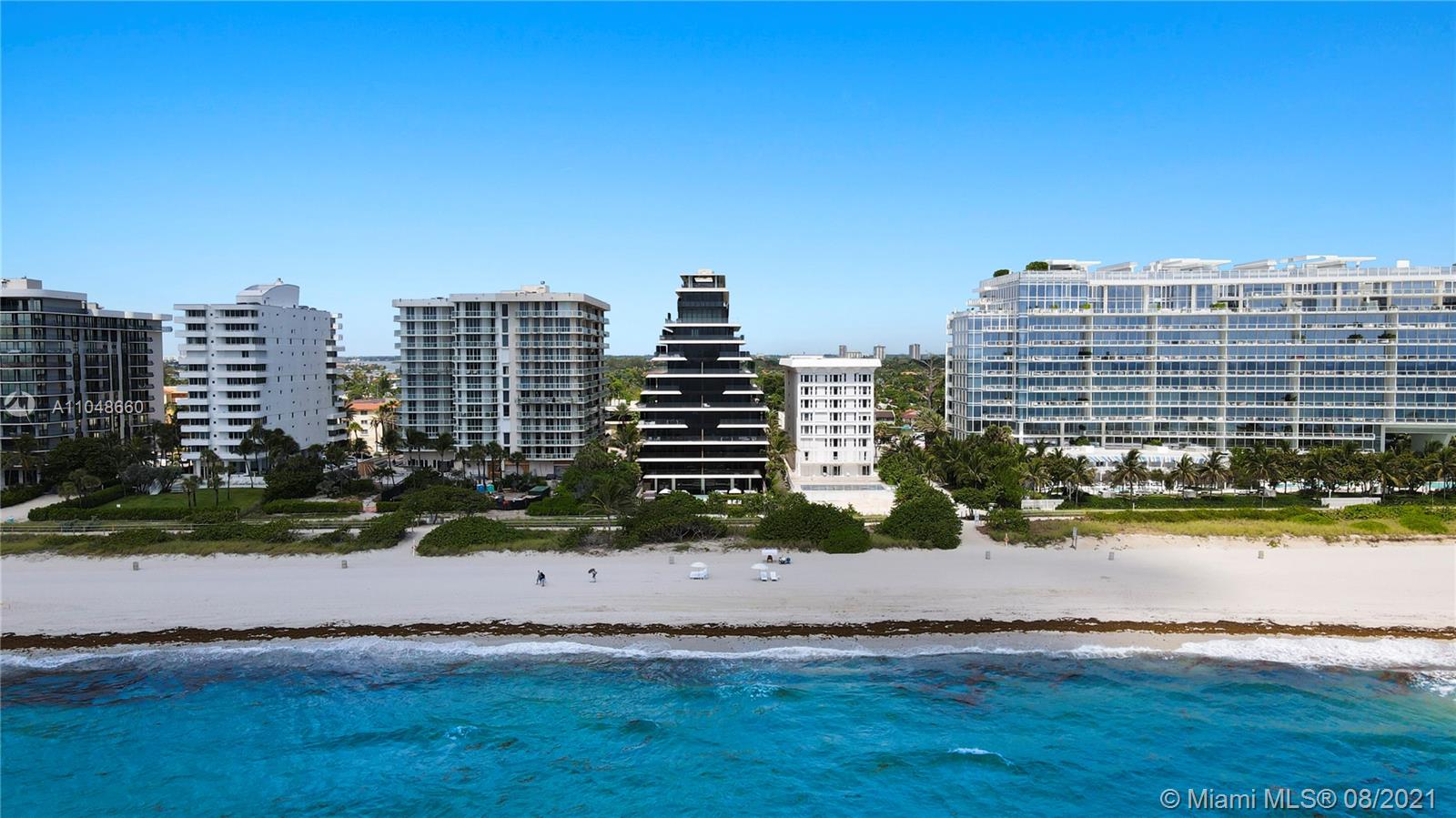 Aerial view of luxury oceanfront villa at 8955 Collins Ave, Miami, Florida