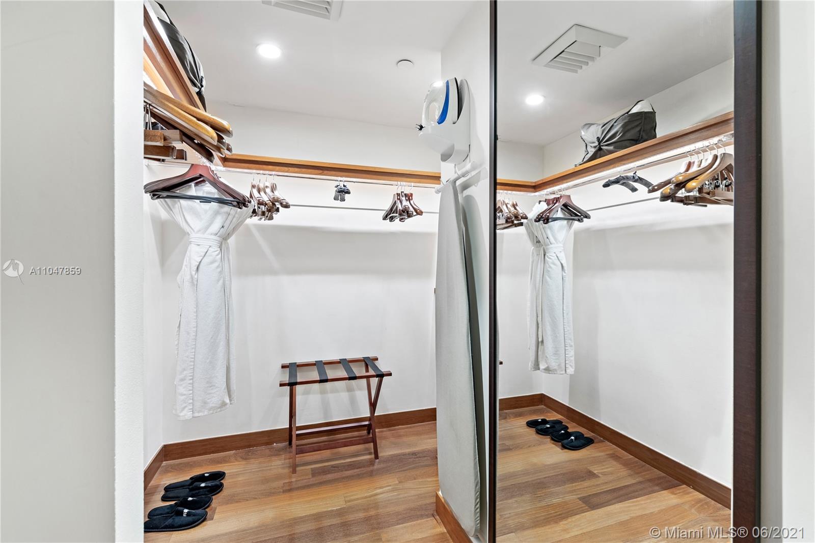 Walk-in closet with safe in Miami villa, South Beach