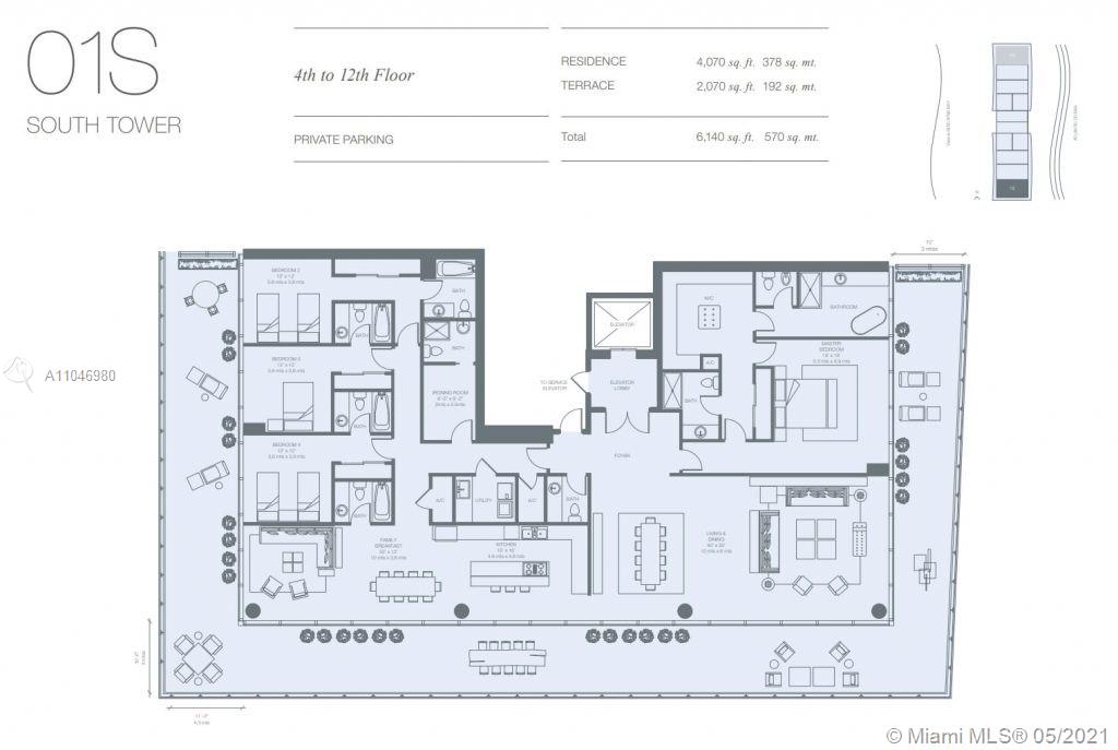 Hallway with modern decor leading to bedroom, Ocean View Villa, 360 Ocean Dr, Miami