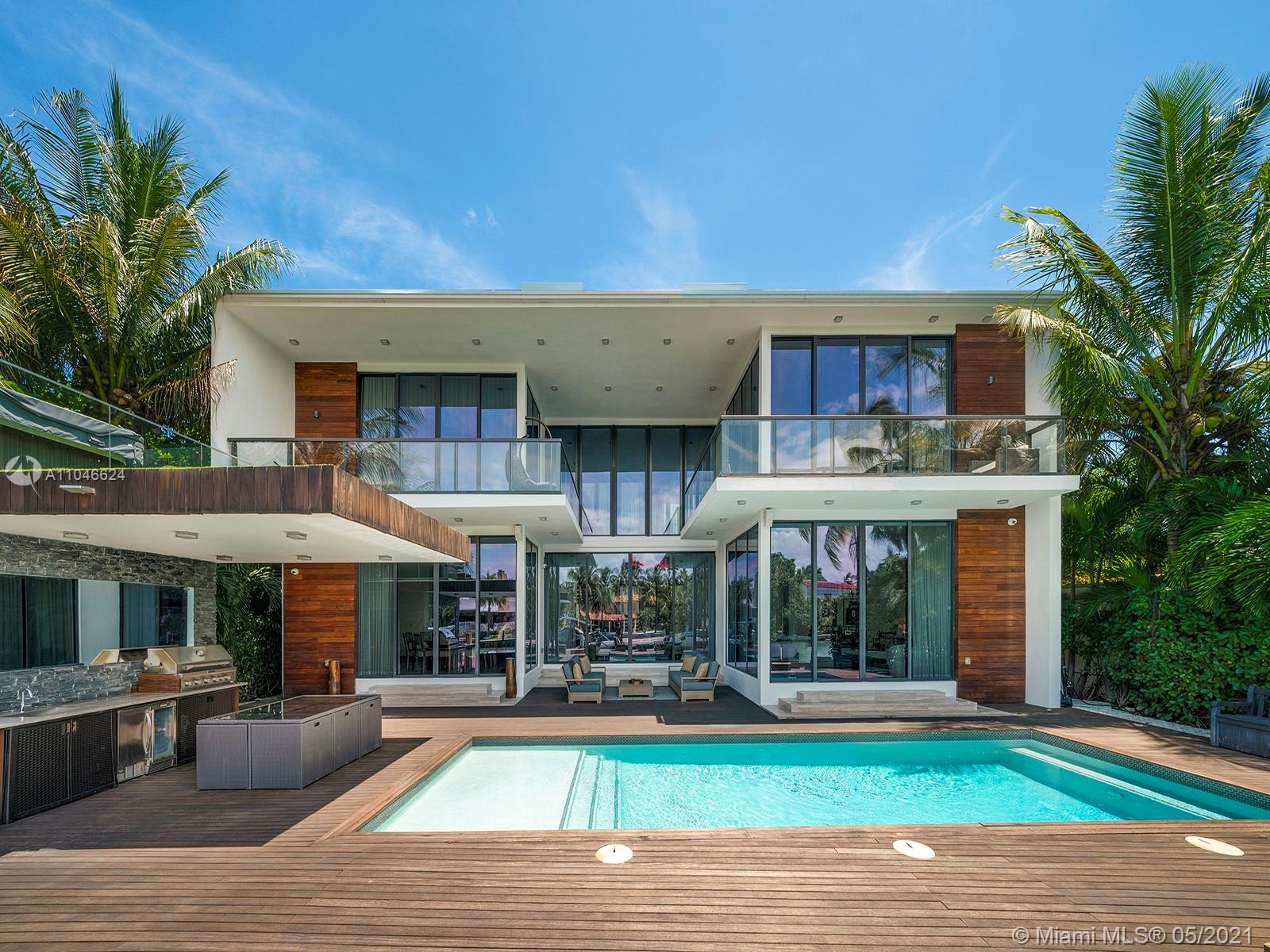 Luxurious Miami Beach villa with pool and waterfront deck at 3300 Chase Ave, for sale