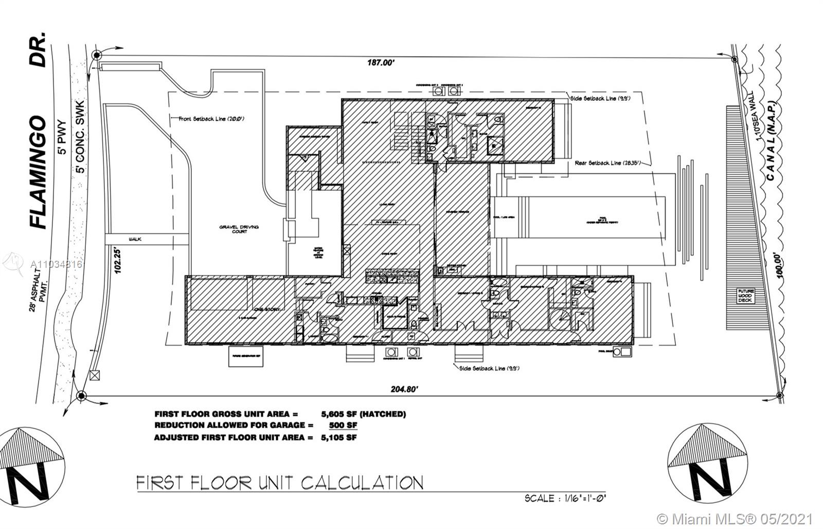 Floorplan of 8-bedroom waterfront villa for sale, 2621 Flamingo Dr, Miami, Florida