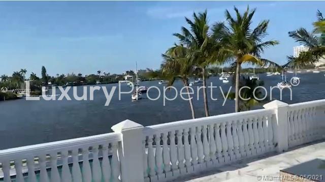 Waterfront view from luxury villa terrace at 900 S Northlake Dr, Hollywood, Florida