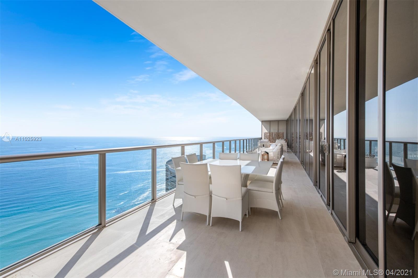 Luxurious ocean-view terrace at St. Regis Bal Harbour Resort villa, Miami for sale