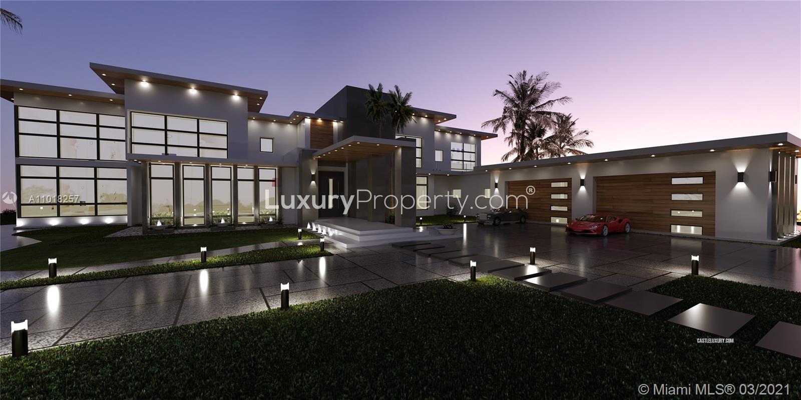 Modern kitchen and living area in luxury Pinecrest villa for sale, Miami