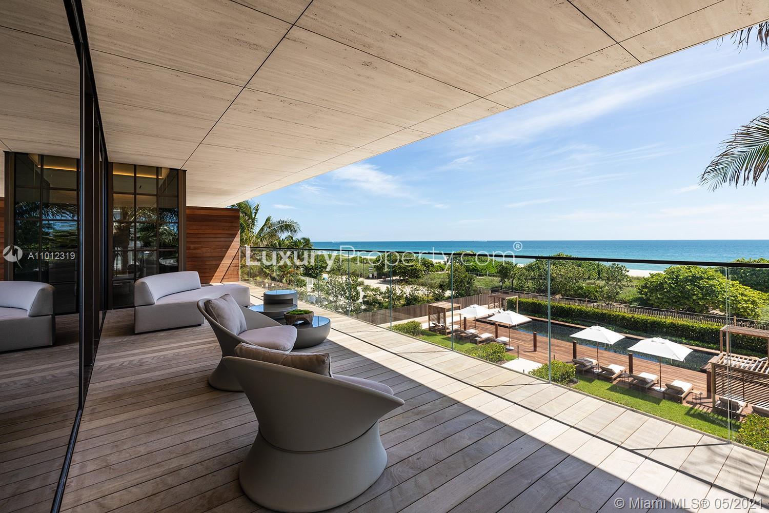 Colorful modern sculpture at entrance of Miami Beach villa for sale, Florida