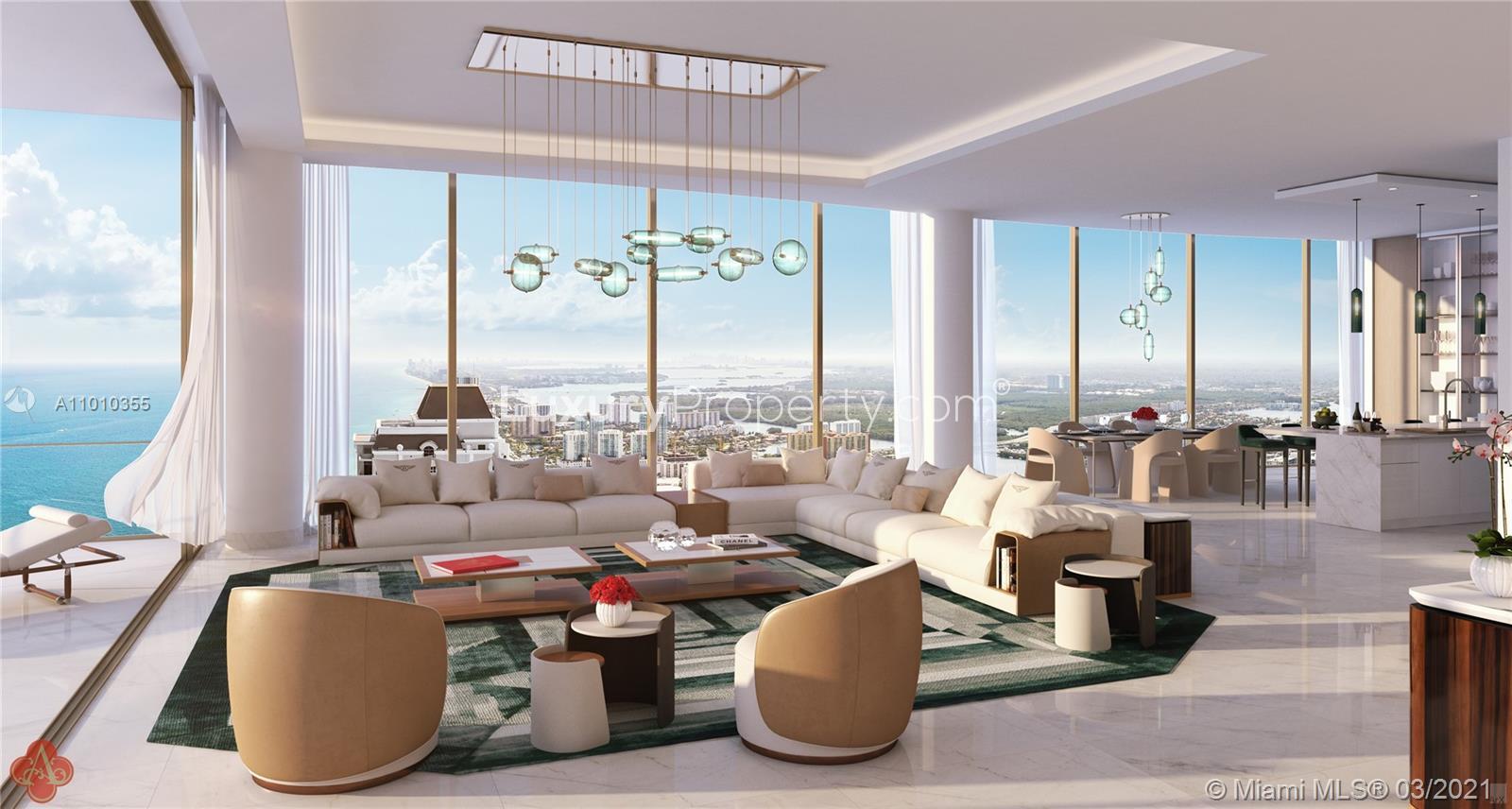 Luxurious dining area with ocean view in Miami five-bedroom oceanfront condominium villa