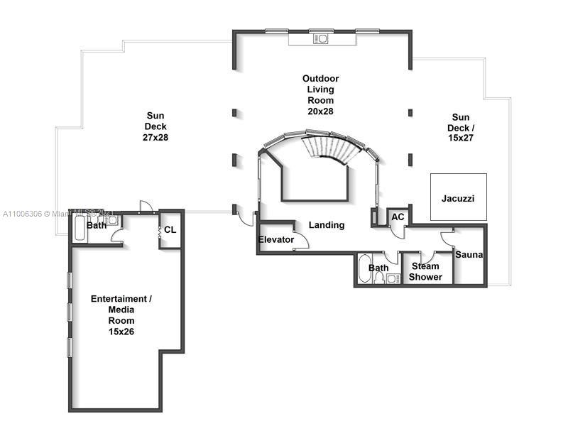 Luxurious Miami penthouse living room with grand piano and floor-to-ceiling windows