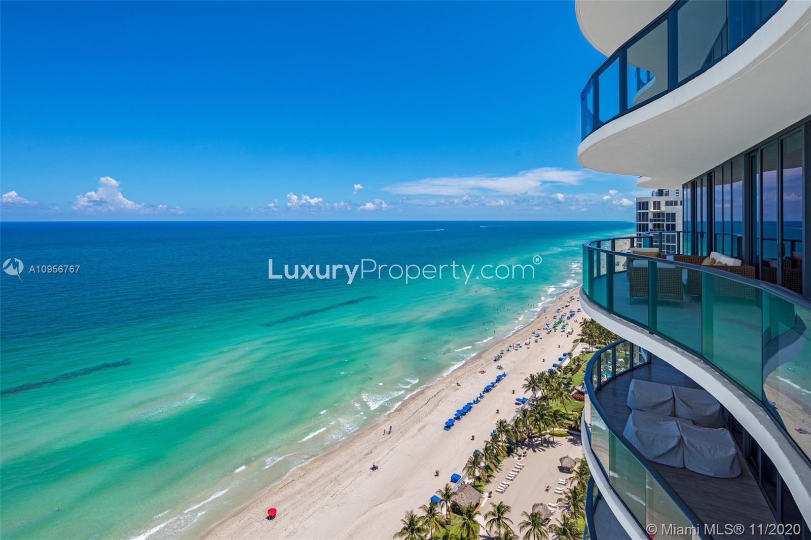 Aerial view of beachfront near luxury villa for sale, Collins Avenue, Sunny Isles, Miami