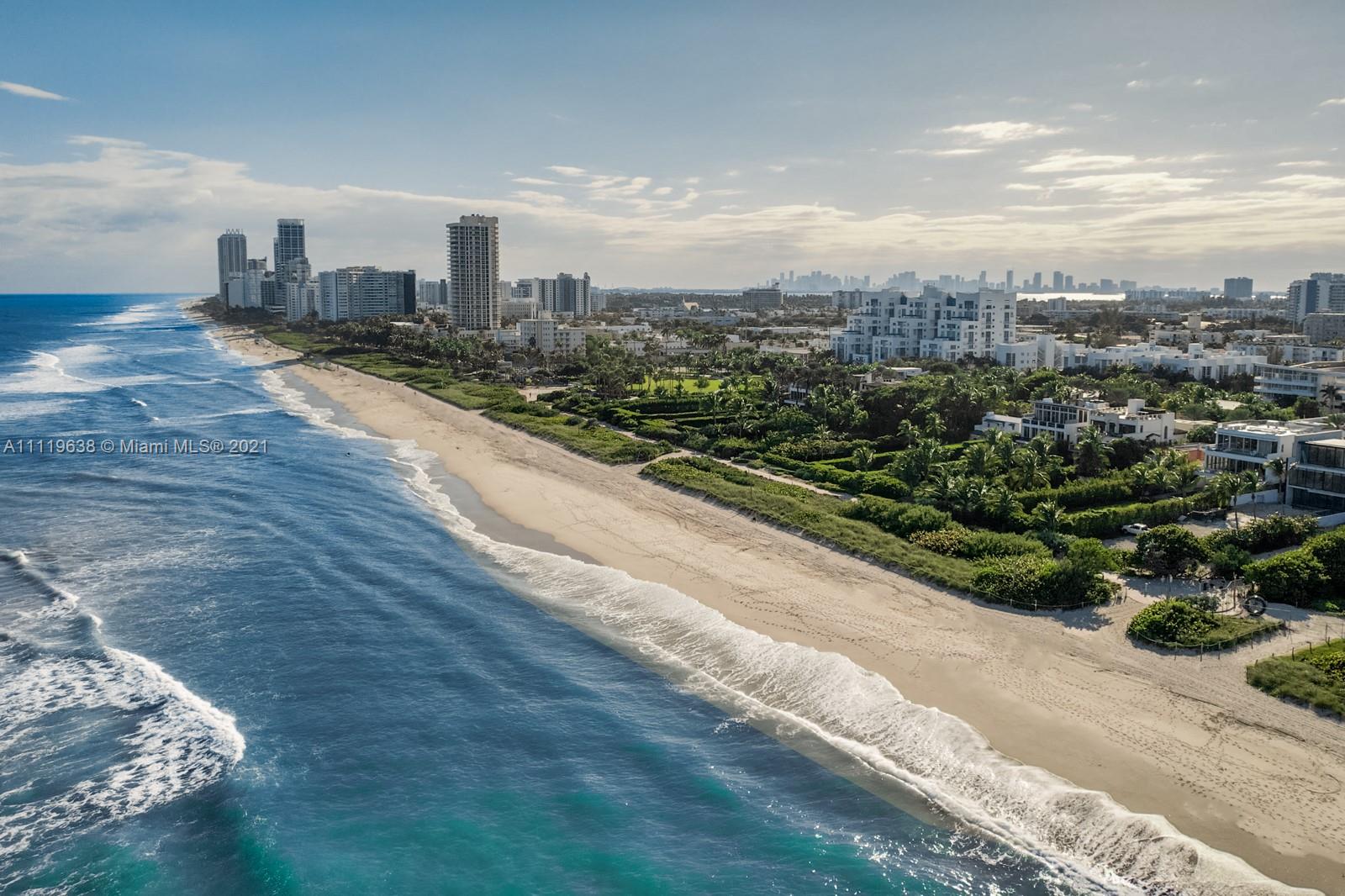 Aerial view of Miami oceanfront estate, 7-bed villa, Atlantic Way, Florida real estate