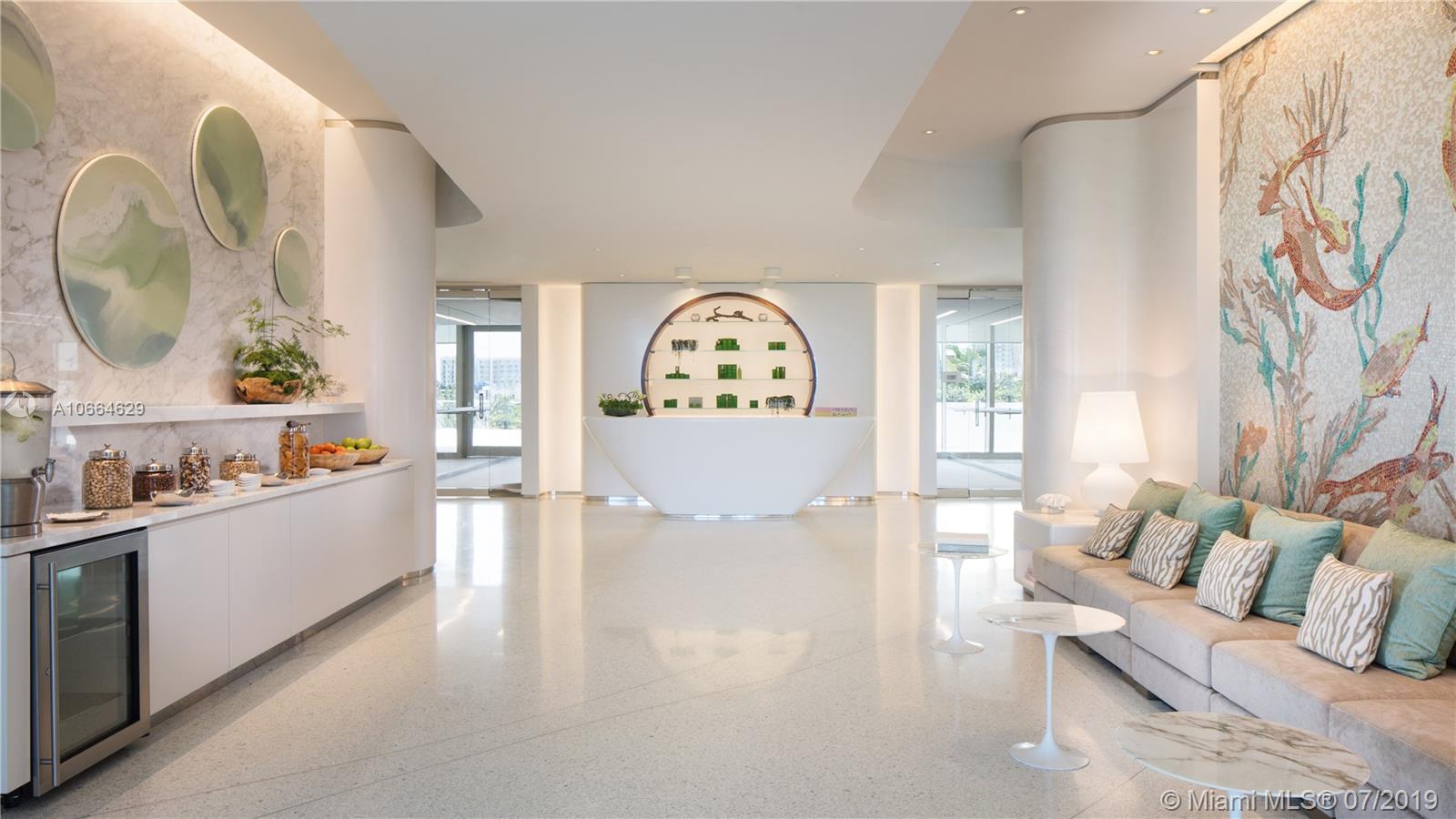 Modern lobby in luxury Miami penthouse villa at 16901 Collins Avenue, Florida