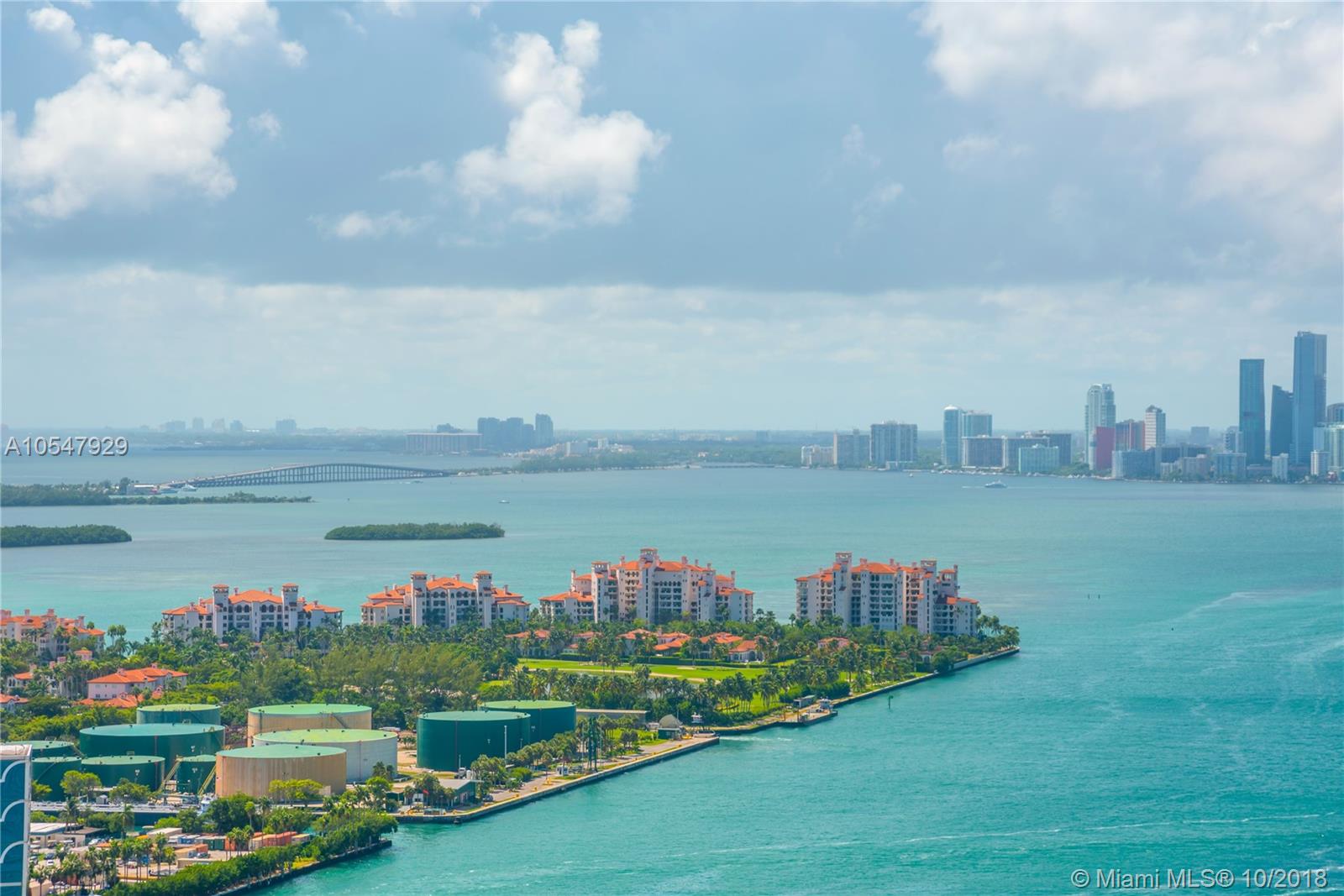 Aerial view of Miami beach near luxury villa for sale at 50 S Pointe Drive