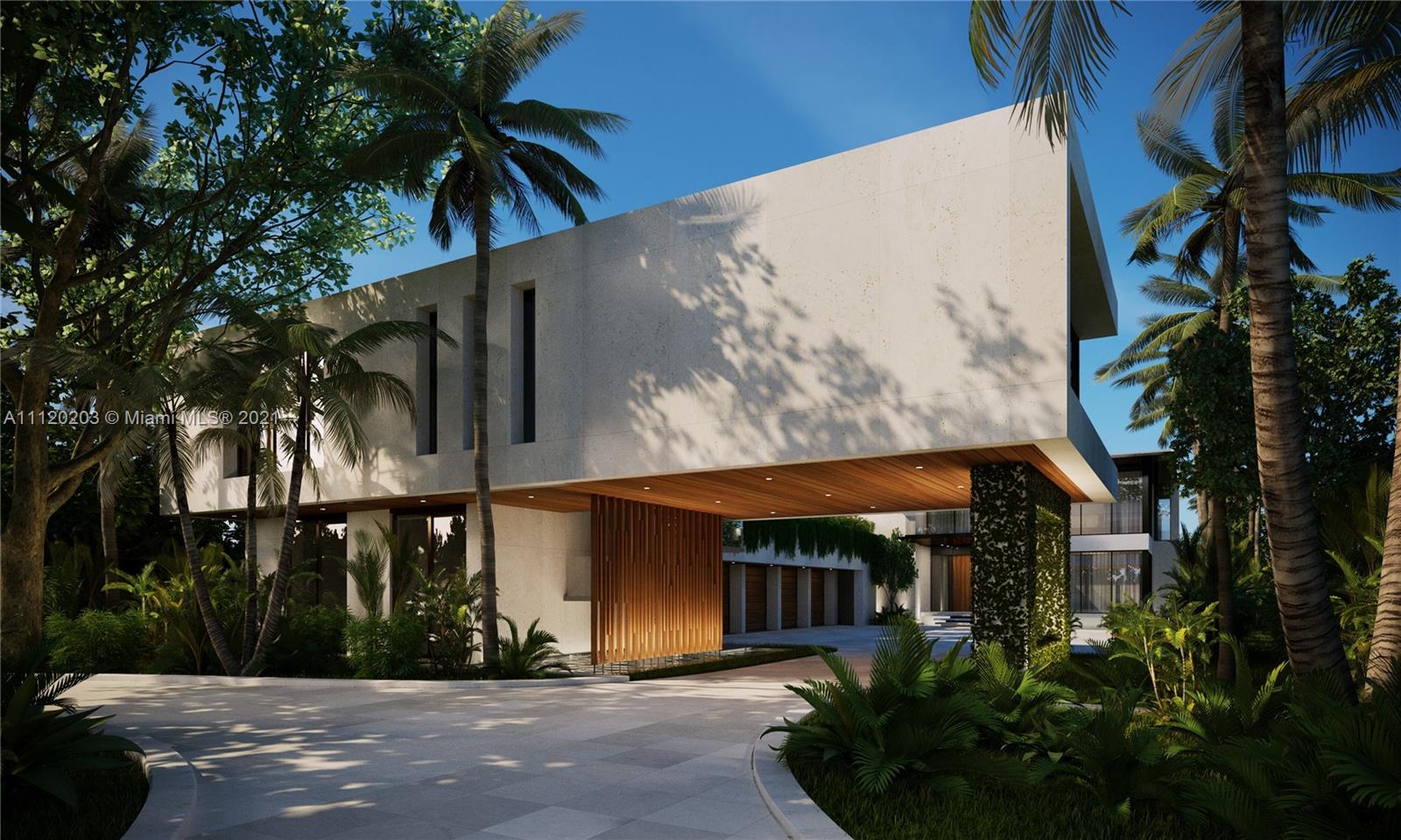 Luxury villa exterior at 37 Indian Creek Island Rd, Florida, with modern design and palm trees