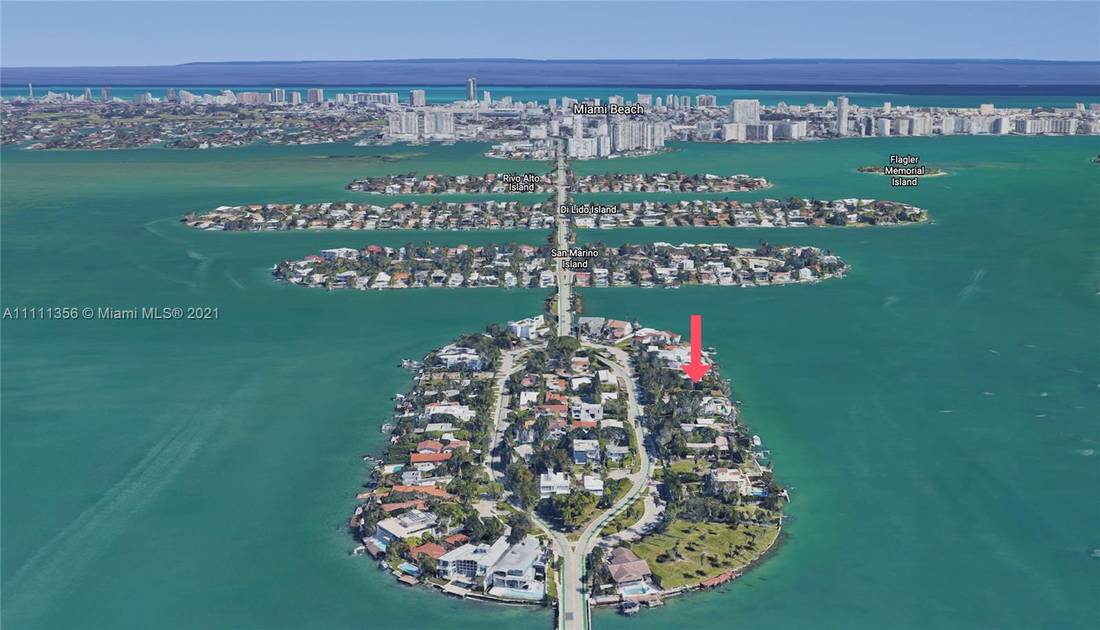 Floor plan of modern 5-bedroom waterfront villa with infinity pool in Miami, Venetian Islands