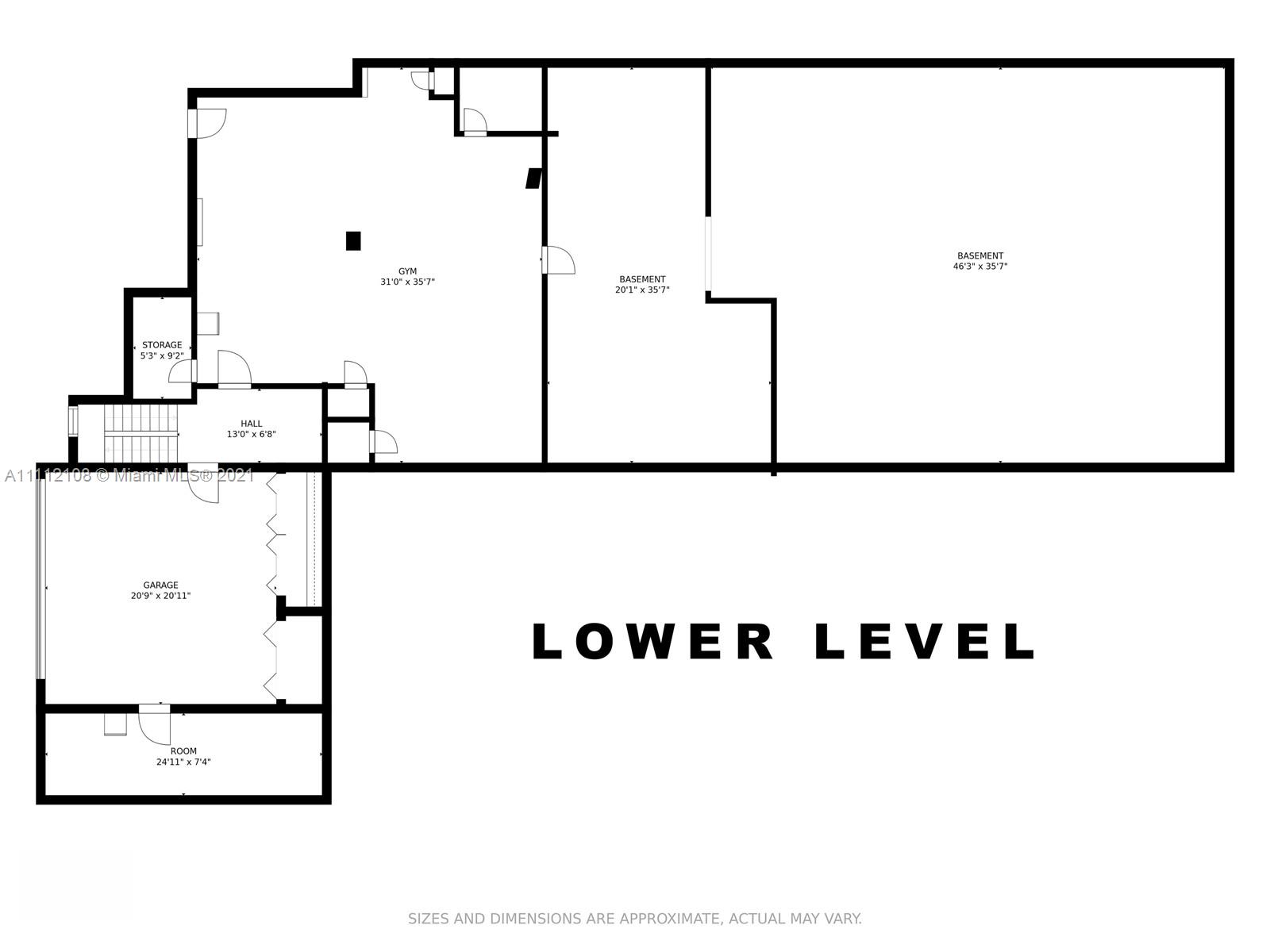 Upper level floor plan of Miami waterfront villa with 7 bedrooms and 6 bathrooms