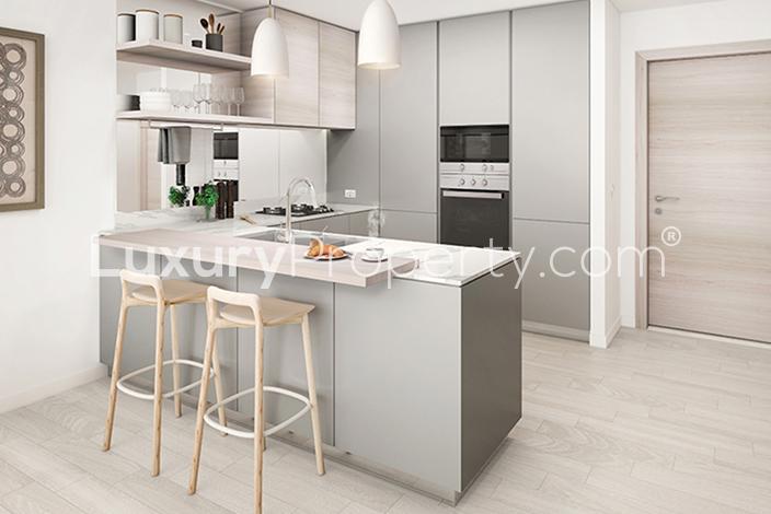 Elegant living room in one-bedroom apartment, Eaton Place, Jumeirah Village Circle, spacious and bright