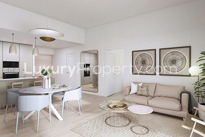 Modern kitchen in one-bedroom apartment at Eaton Place, Jumeirah Village Circle, for sale