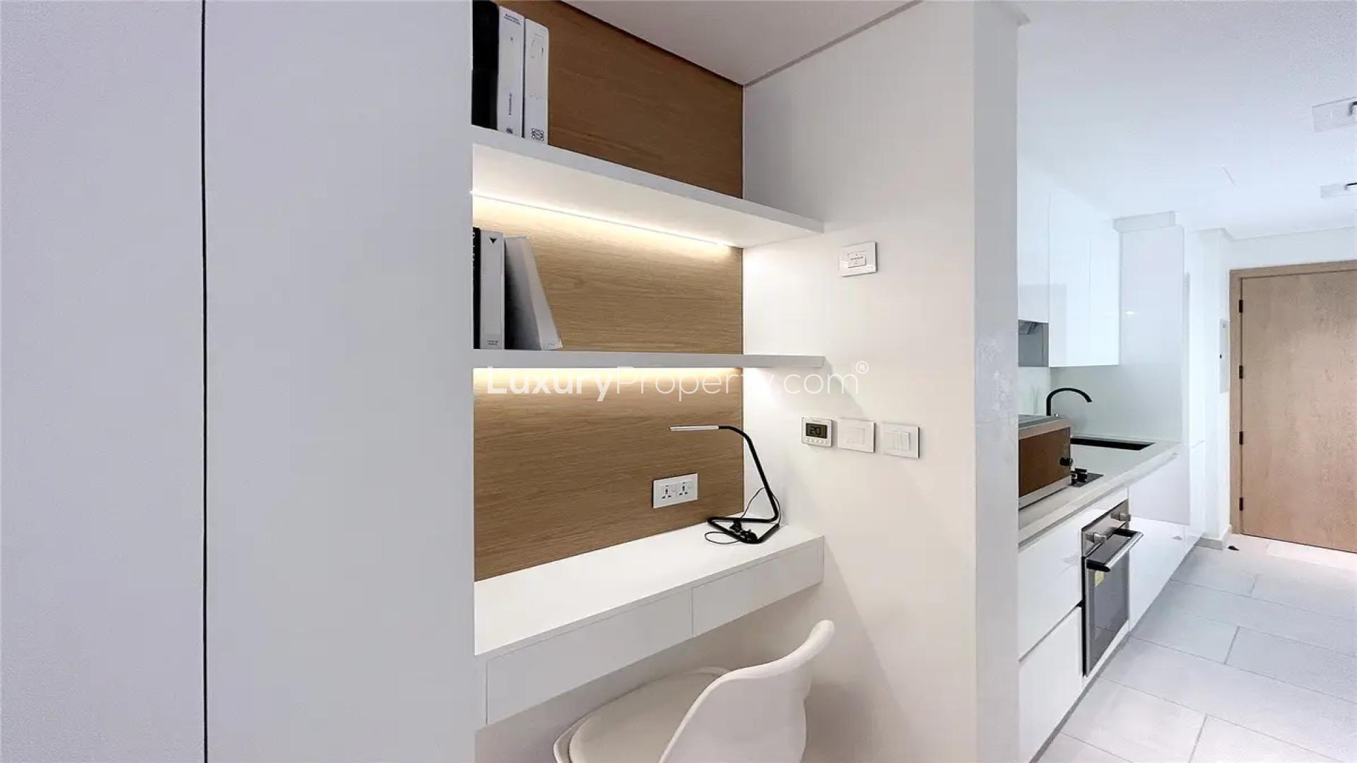 Studio apartment interior in Marquise Square Tower, Business Bay, modern design, elegant furnishings