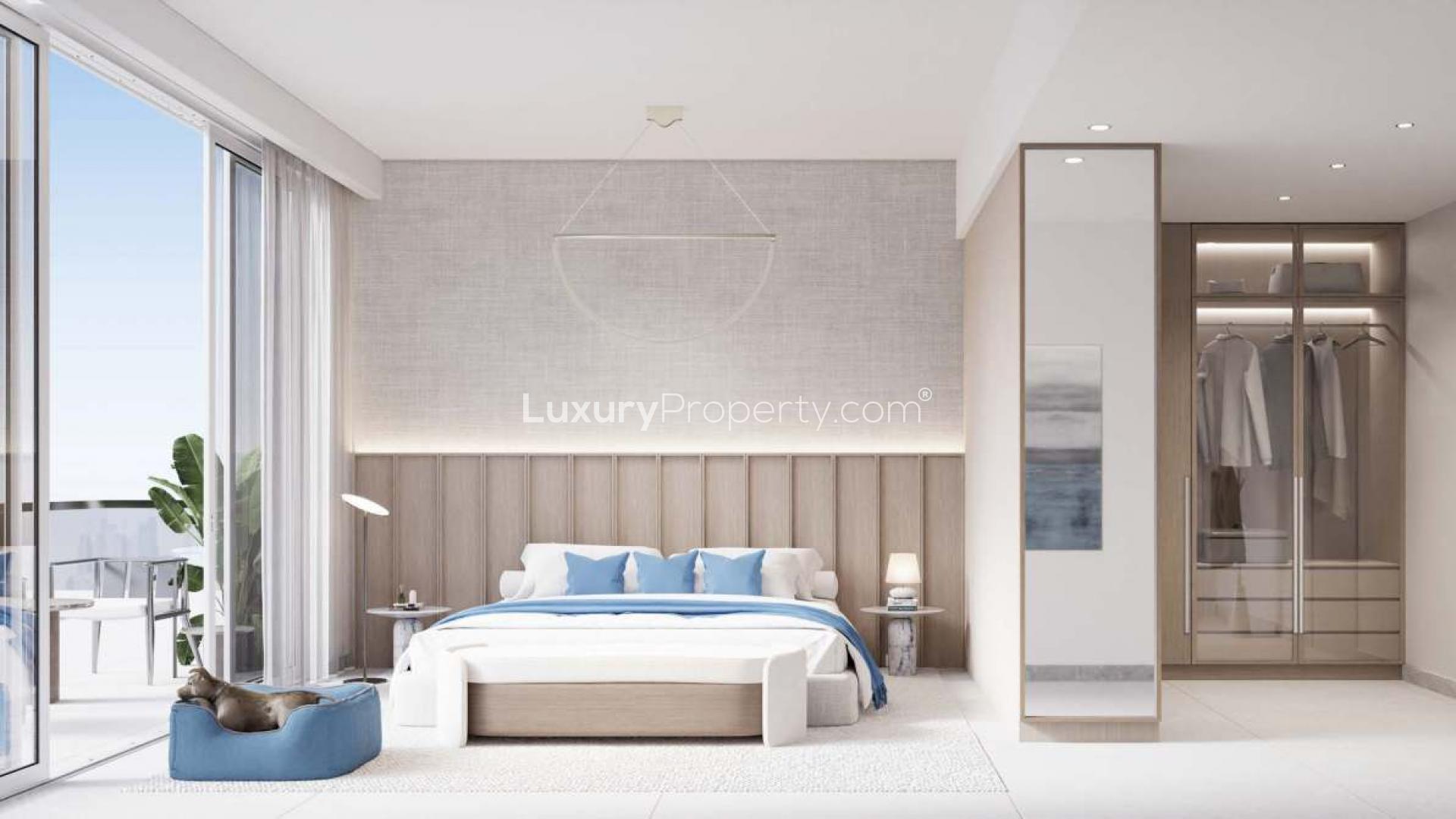 Modern studio bedroom in Art Bay Studio Apartments, Ellington Art Bay, Al Jaddaf, waterfront view