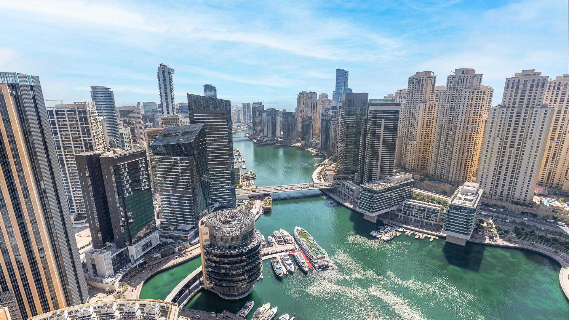 Fully furnished studio apartment in JW Marriott, Dubai Marina with modern decor and city view