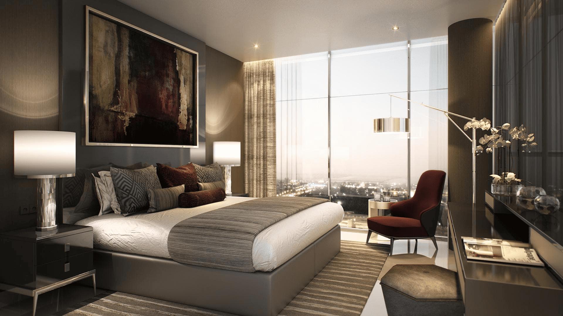 Luxurious interior of studio apartment in Aykon City Tower A with city view