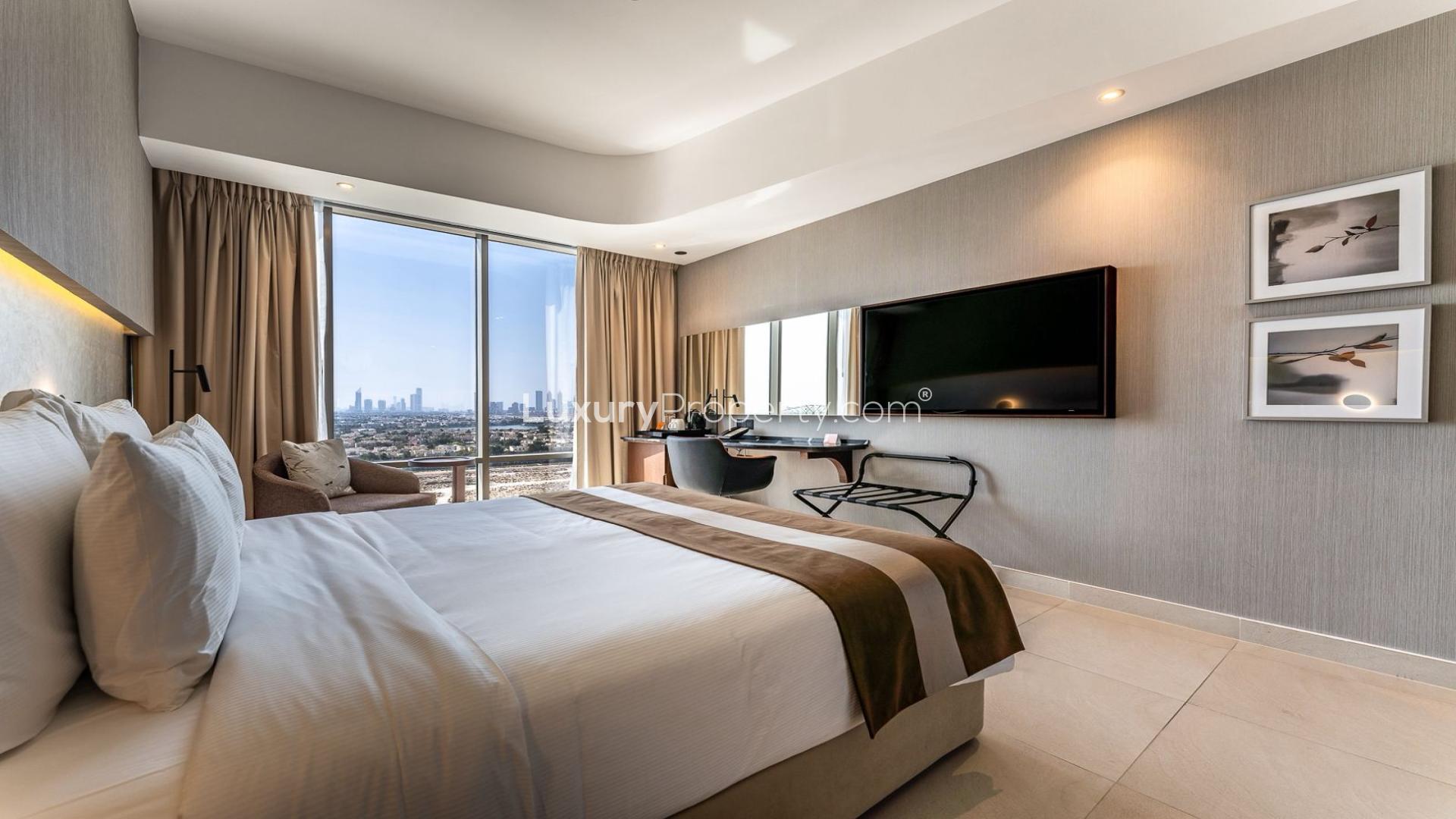 Fully furnished studio apartment interior, The One, Jumeirah Village Triangle, for sale