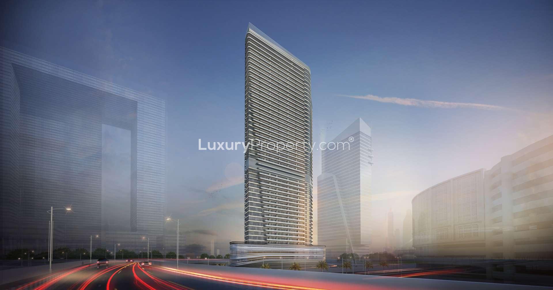 Studio apartment bedroom with city view in Avani Palm View, Dubai Media City