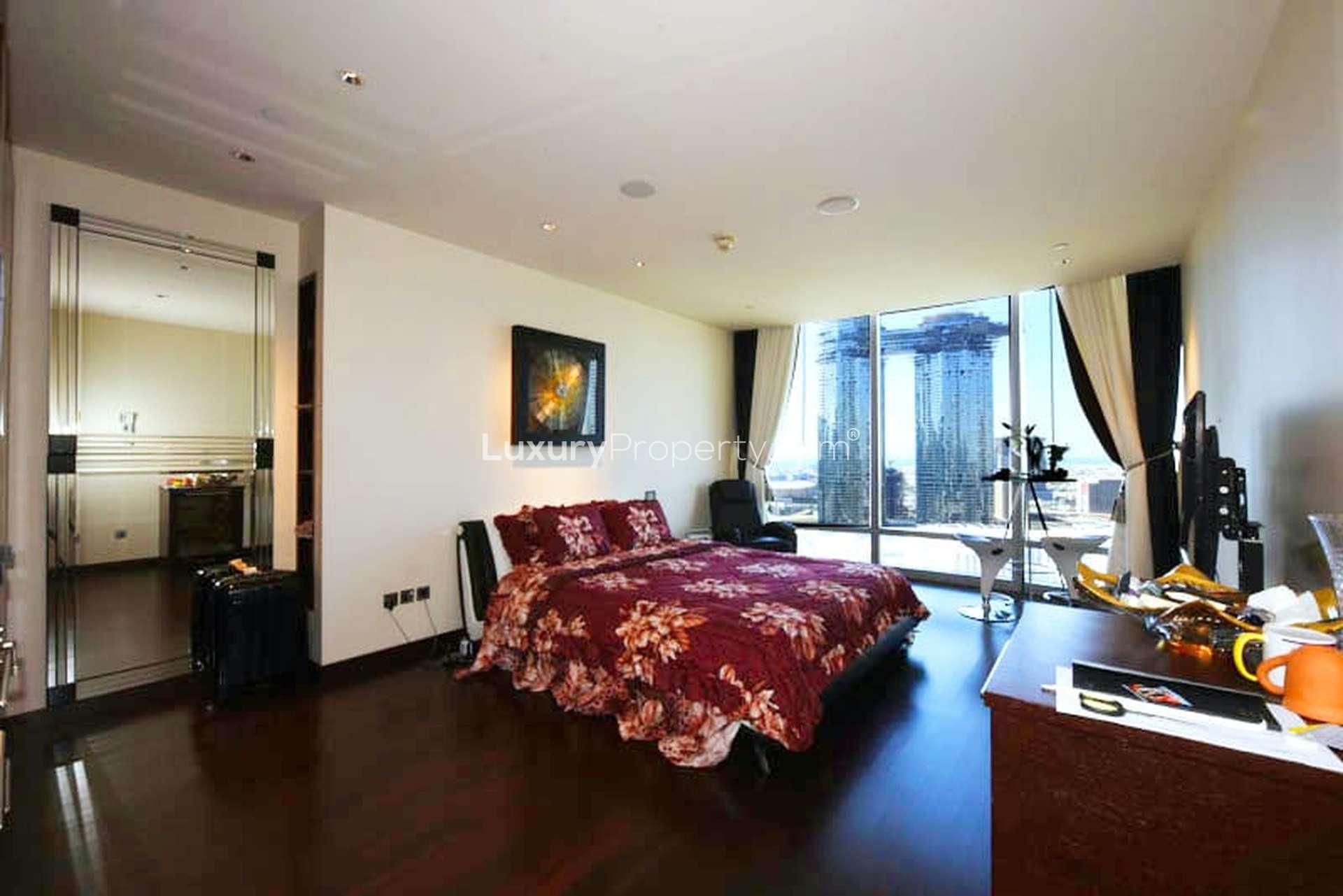 Fully furnished studio with stunning Downtown Dubai view from Burj Khalifa apartment window