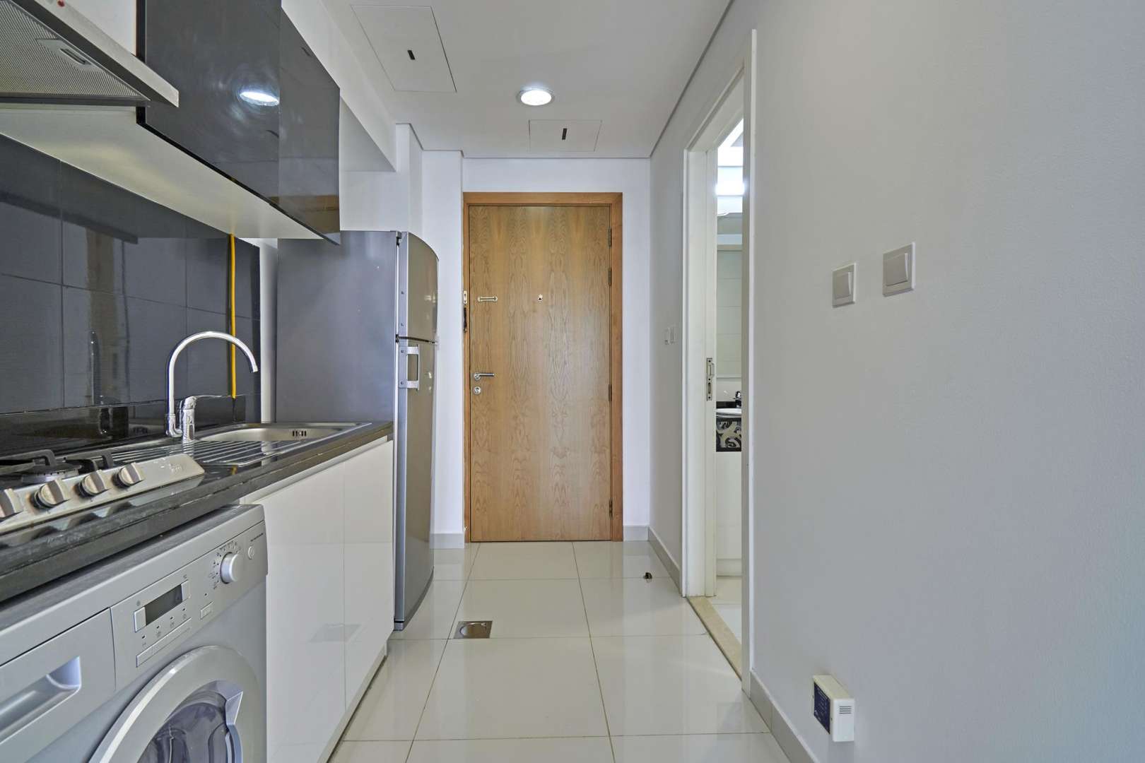 Studio apartment interior with Burj Khalifa view, Executive Bay, Business Bay for rent