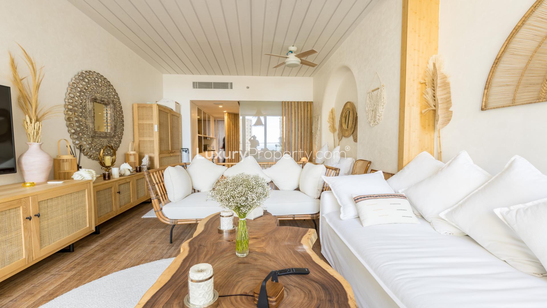 Luxurious living area in fully furnished studio apartment, LIV Residences, Dubai Marina