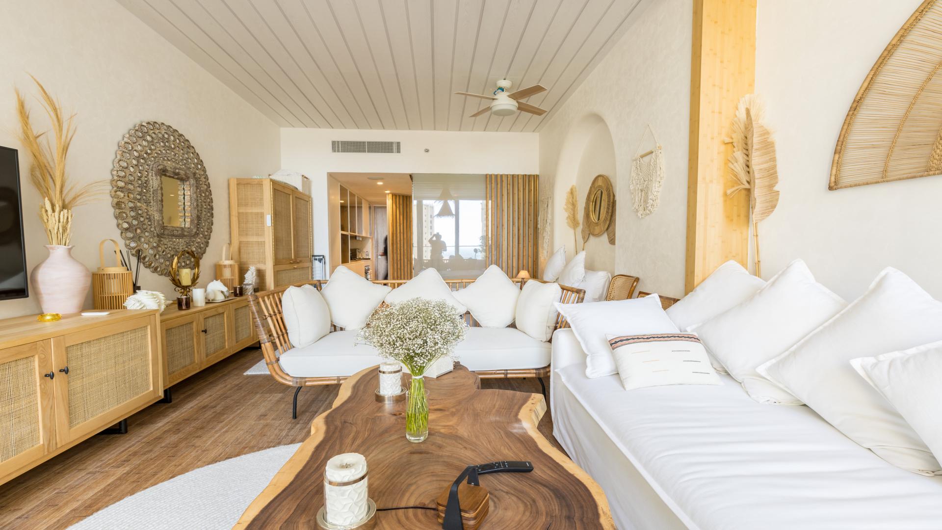 Luxurious living area in fully furnished studio apartment, LIV Residences, Dubai Marina