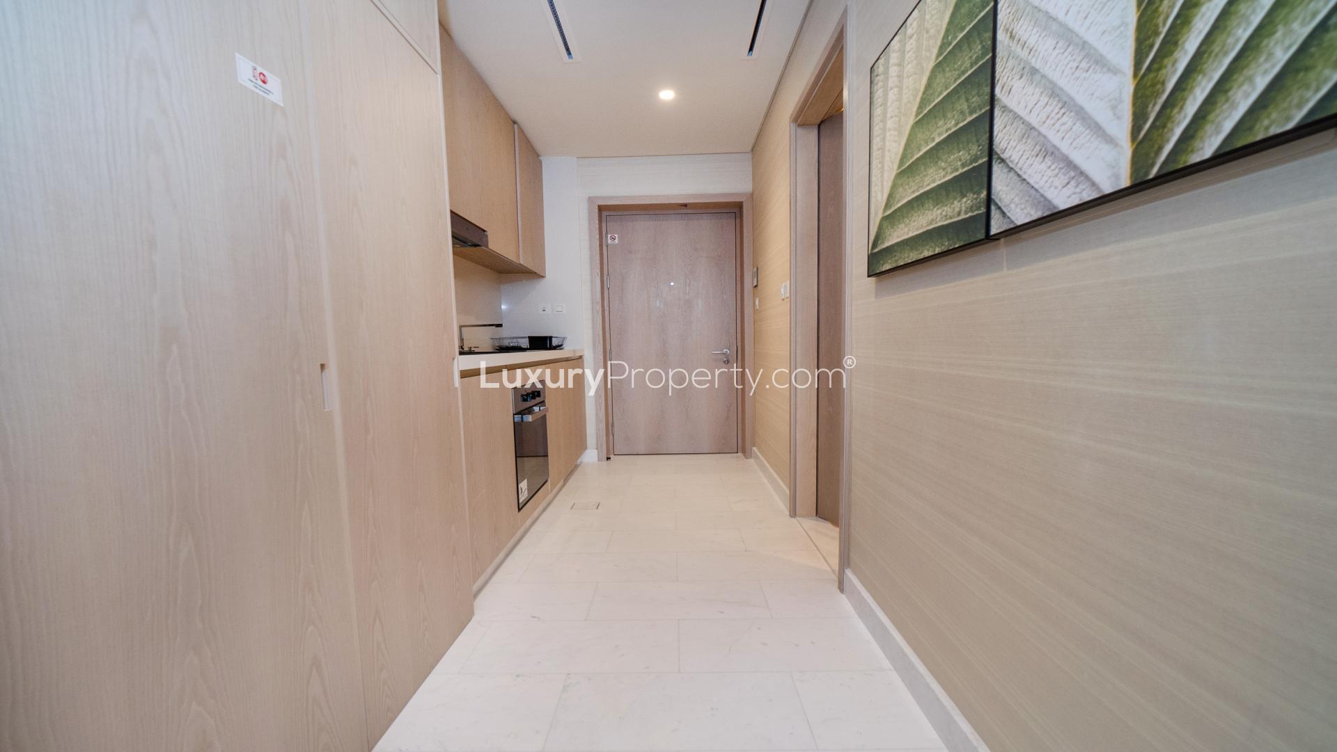 Beautifully furnished studio apartment interior in The Palm Tower, Palm Jumeirah, available for rent
