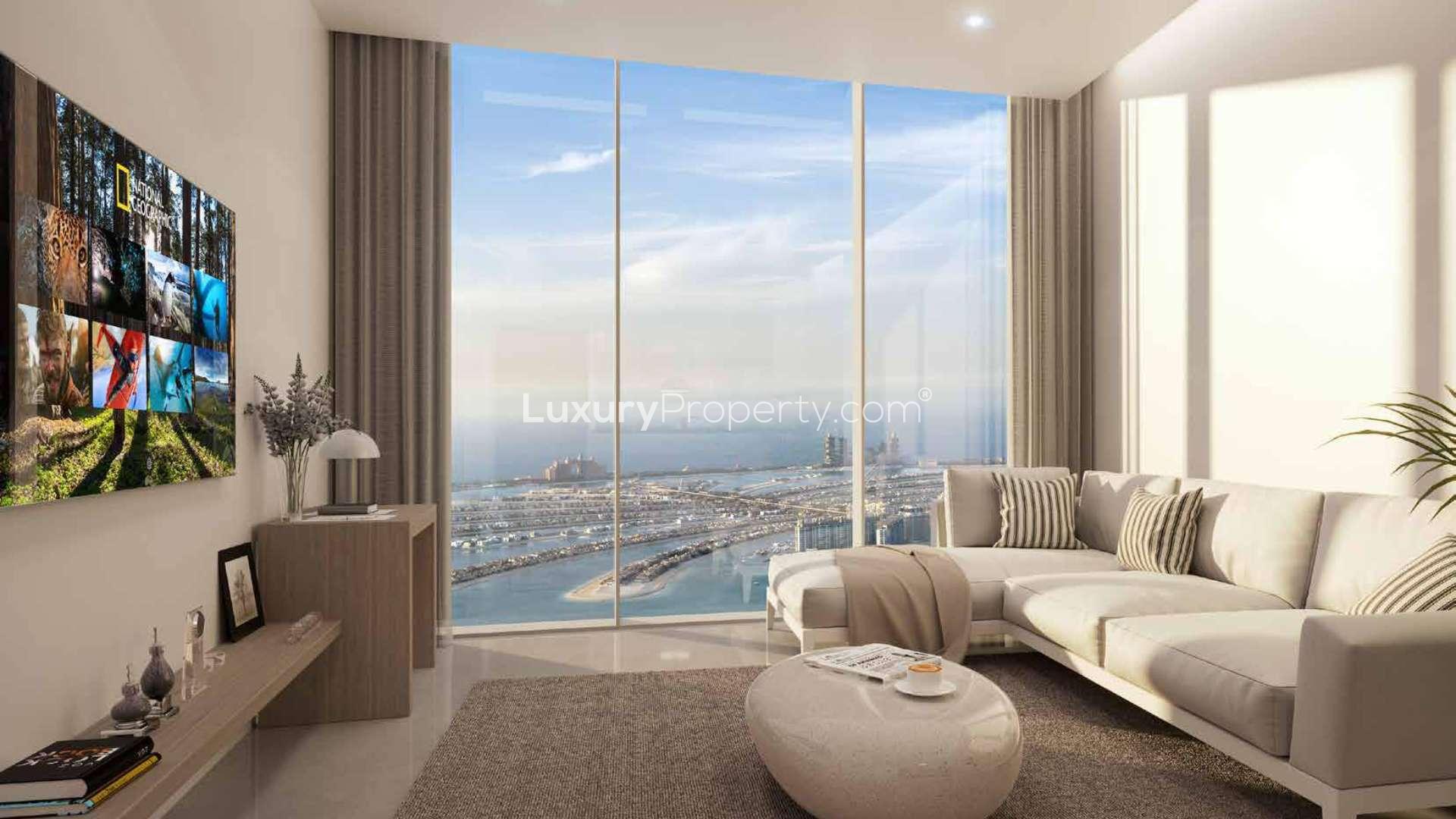 Luxurious studio in Ciel Tower, Dubai Marina, overlooking stunning sea and island views