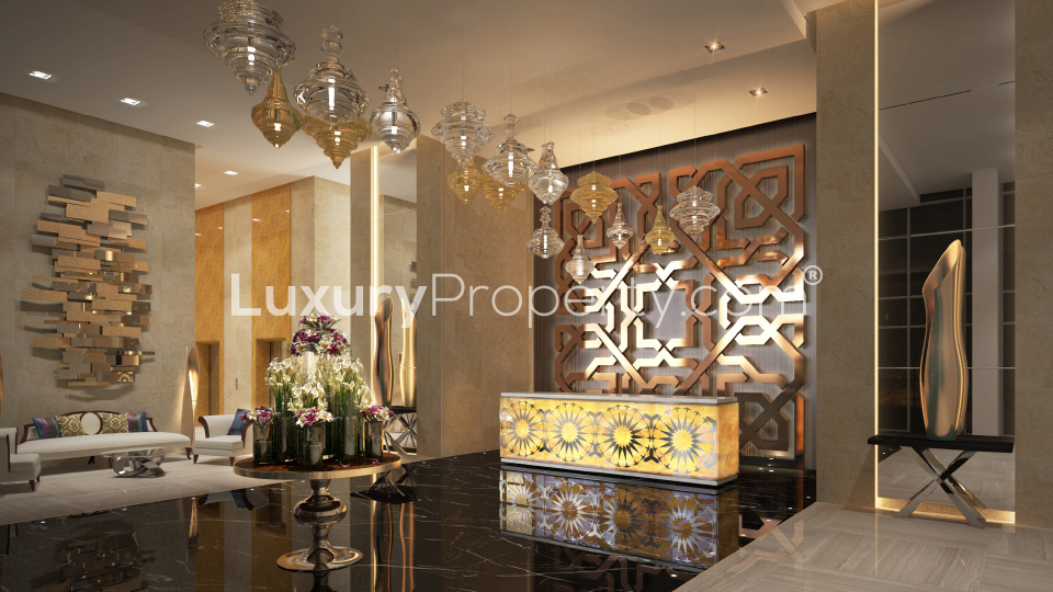 Luxurious lobby of studio apartment in Jumeirah Village Circle, District 18 for sale