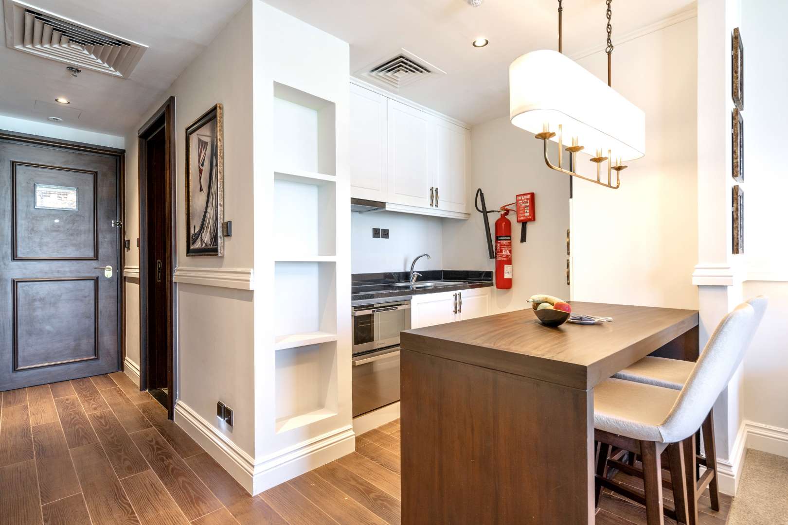High-floor studio view of marina and ocean at Dukes Oceana, Palm Jumeirah