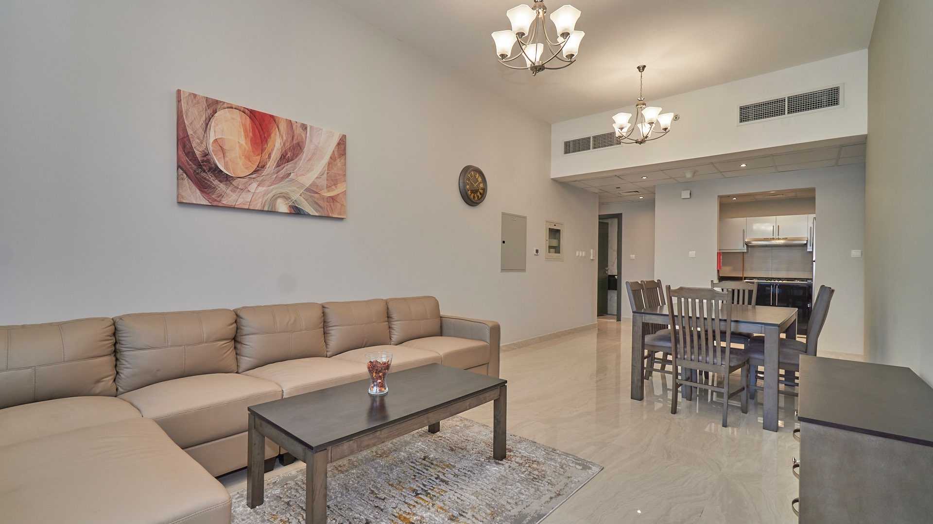 Modern gym in Elite Business Bay Residence, featuring treadmills and fitness equipment