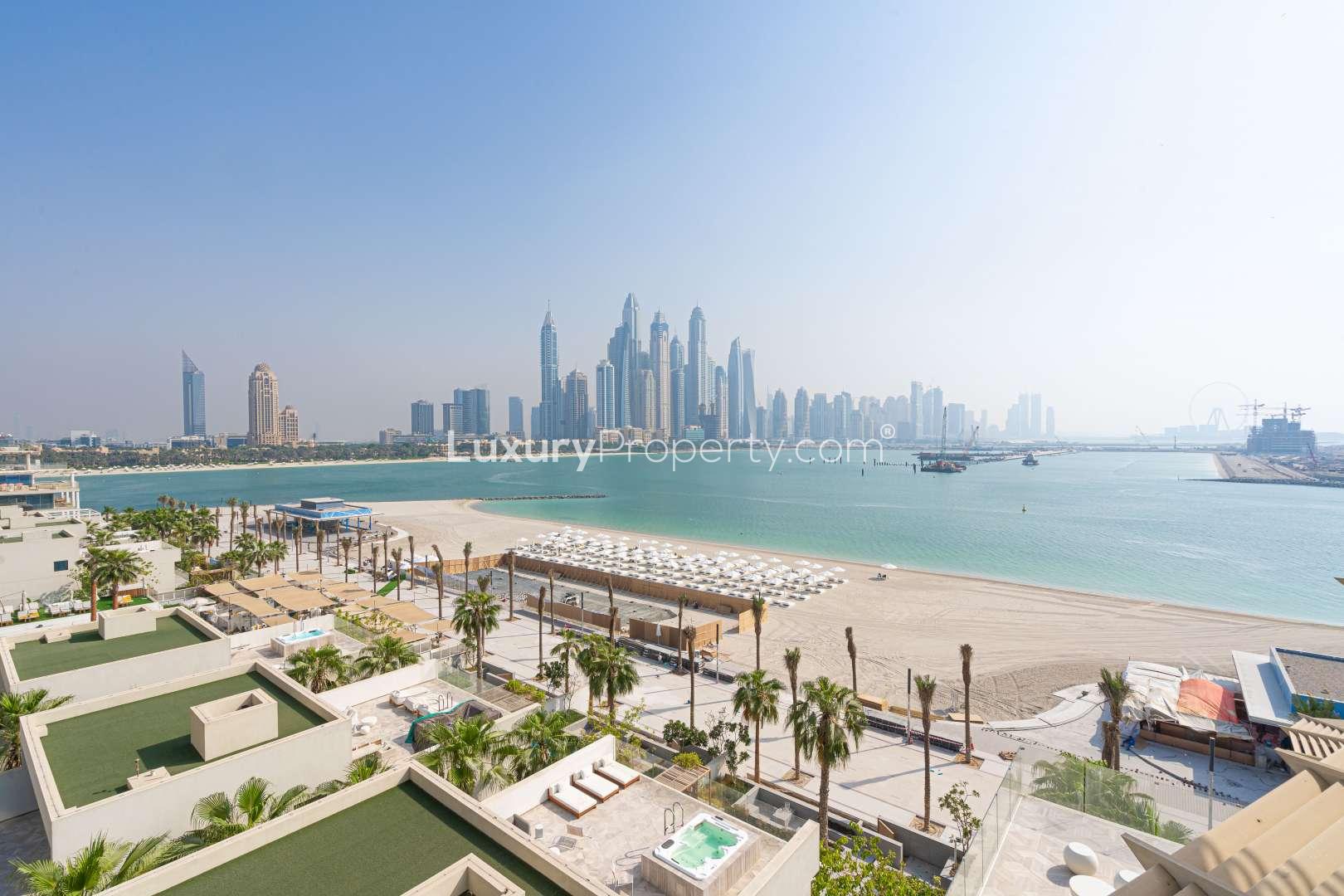 Spacious balcony view from studio apartment at FIVE Palm Jumeirah, Dubai for sale