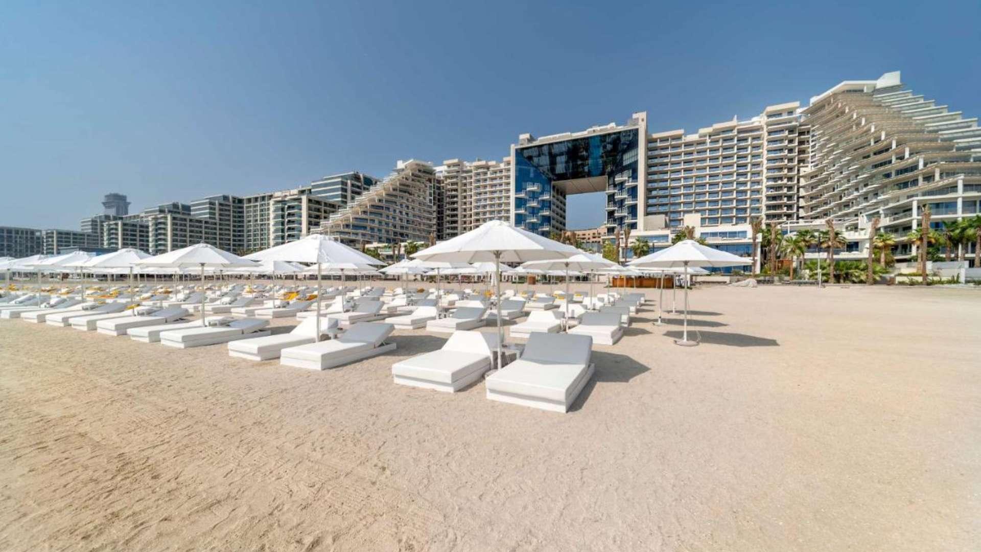 Luxurious studio apartment interior with Dubai skyline view at FIVE Palm Jumeirah