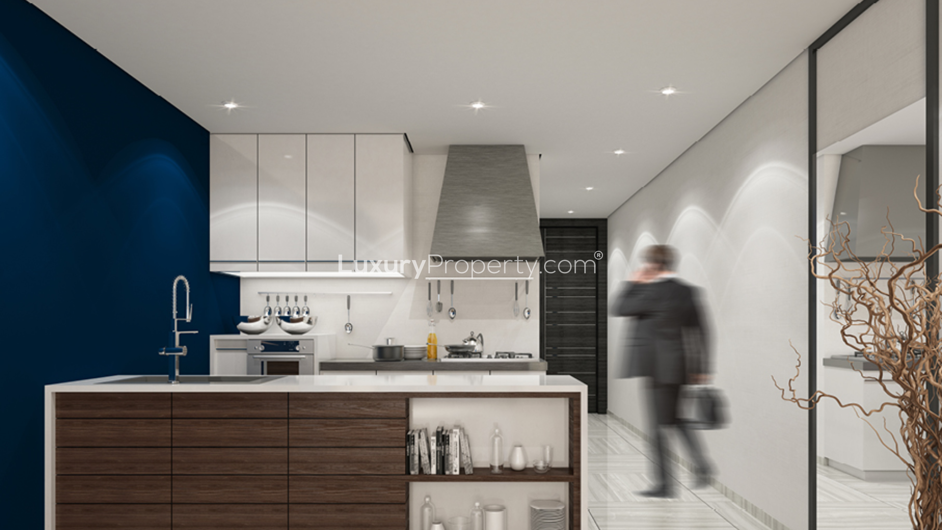 Fully furnished studio apartment living area in O2 Tower, Jumeirah Village Circle