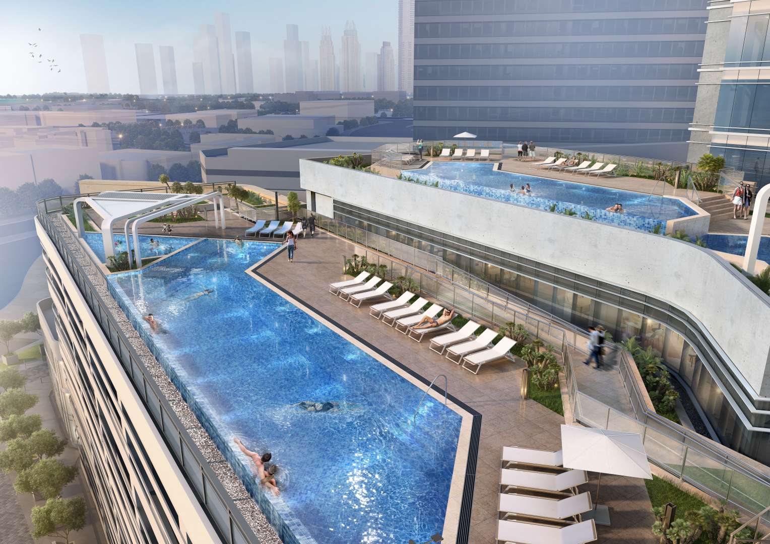 N/A,Rooftop pool view at Avani Palm View Studio Apartment, Dubai Media City rental property
