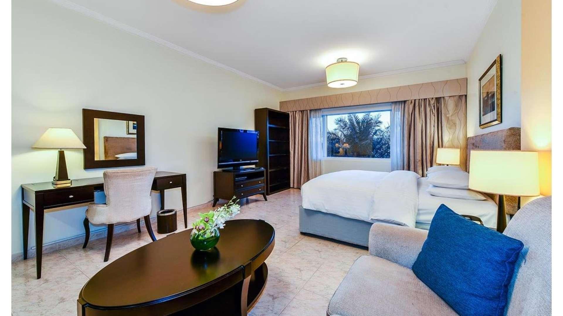 Fully furnished studio apartment interior, Dubai Marina, Marriott Harbour Hotel and Suites