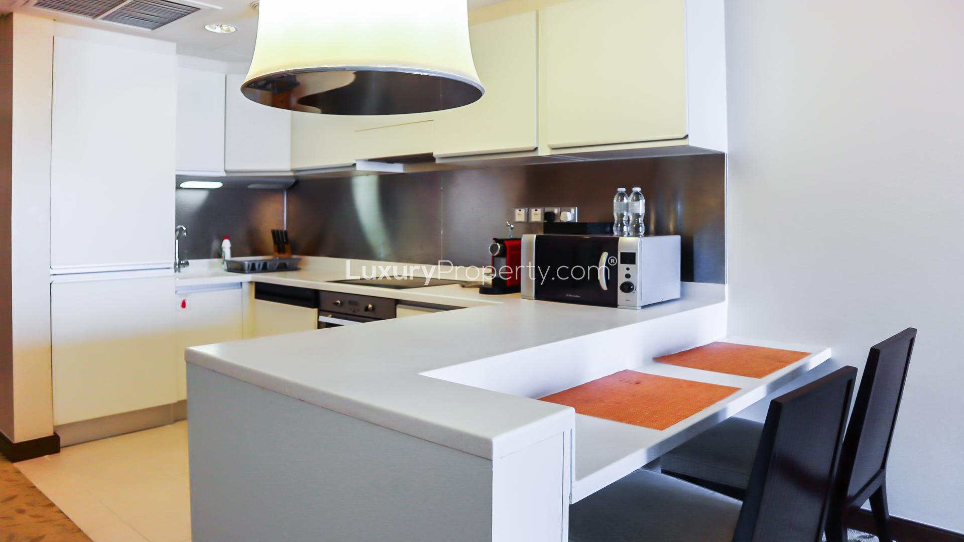 Furnished studio apartment interior at The Address Dubai Mall, Downtown Dubai for rent