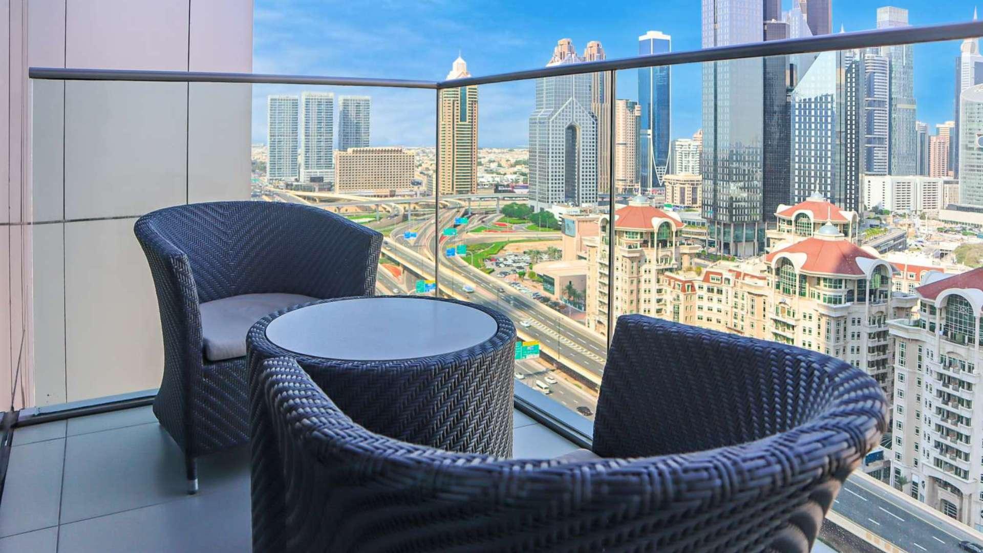 Studio apartment interior in Address Boulevard, Downtown Dubai, featuring modern furnishings and decor