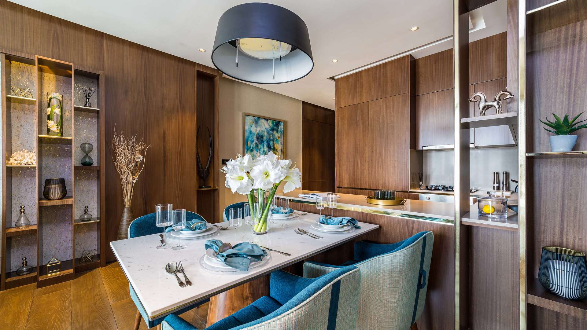 Elegant dining area in studio apartment, Langham Place, Downtown Dubai for sale
