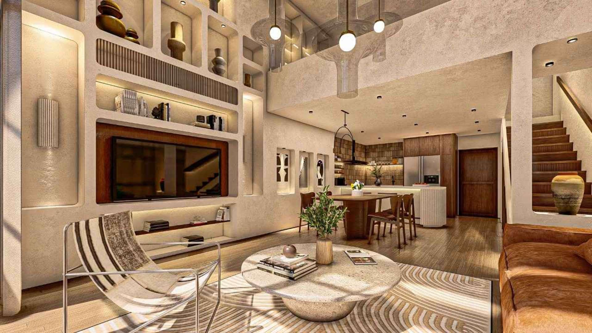 Luxury Bali villa living room with ocean views, modern design, and cozy furnishings