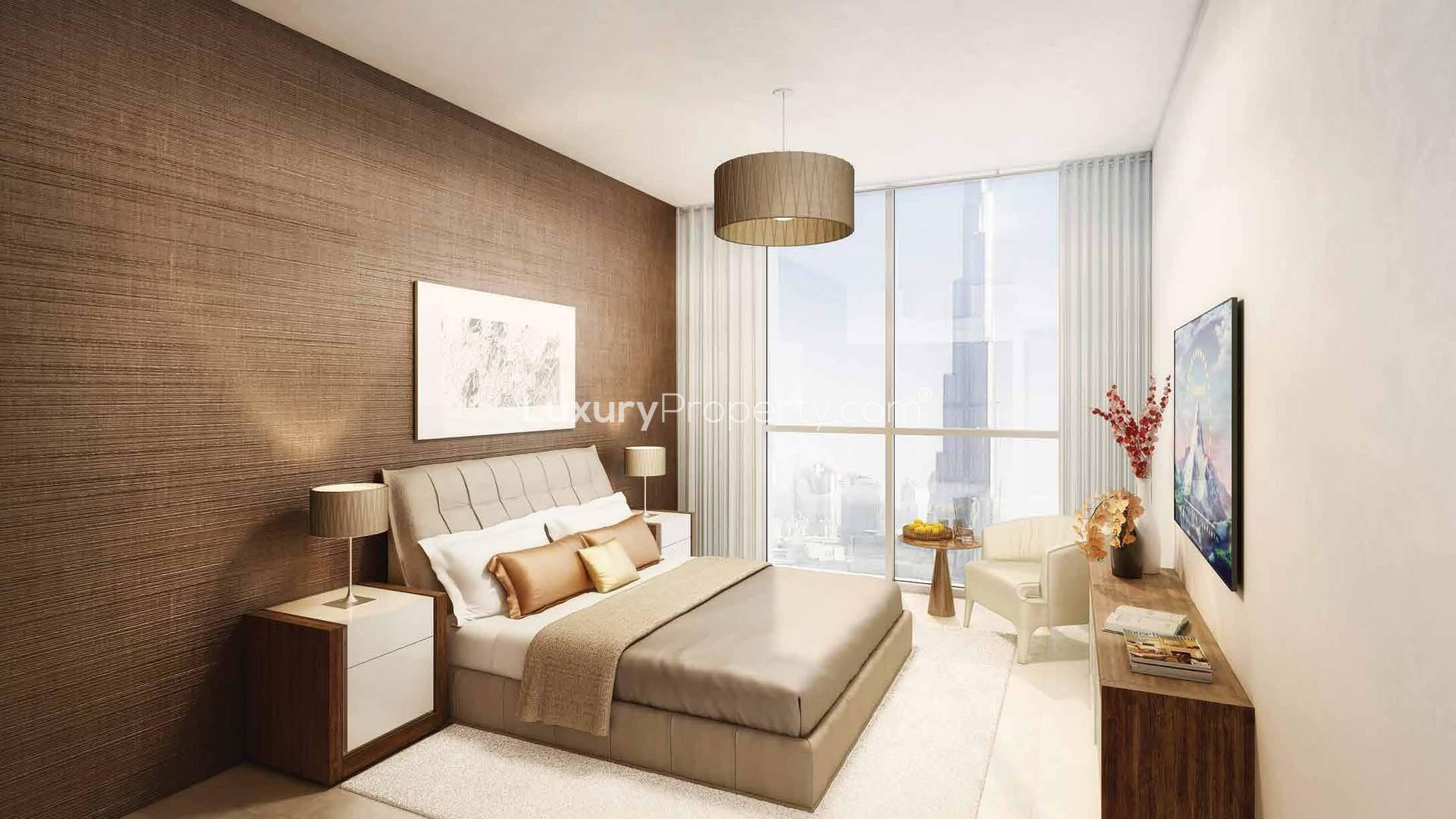 Bellevue Towers apartment pool and deck view in Downtown Dubai for sale