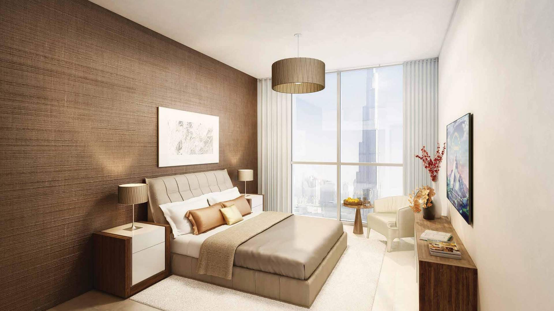 Bellevue Towers apartment pool and deck view in Downtown Dubai for sale
