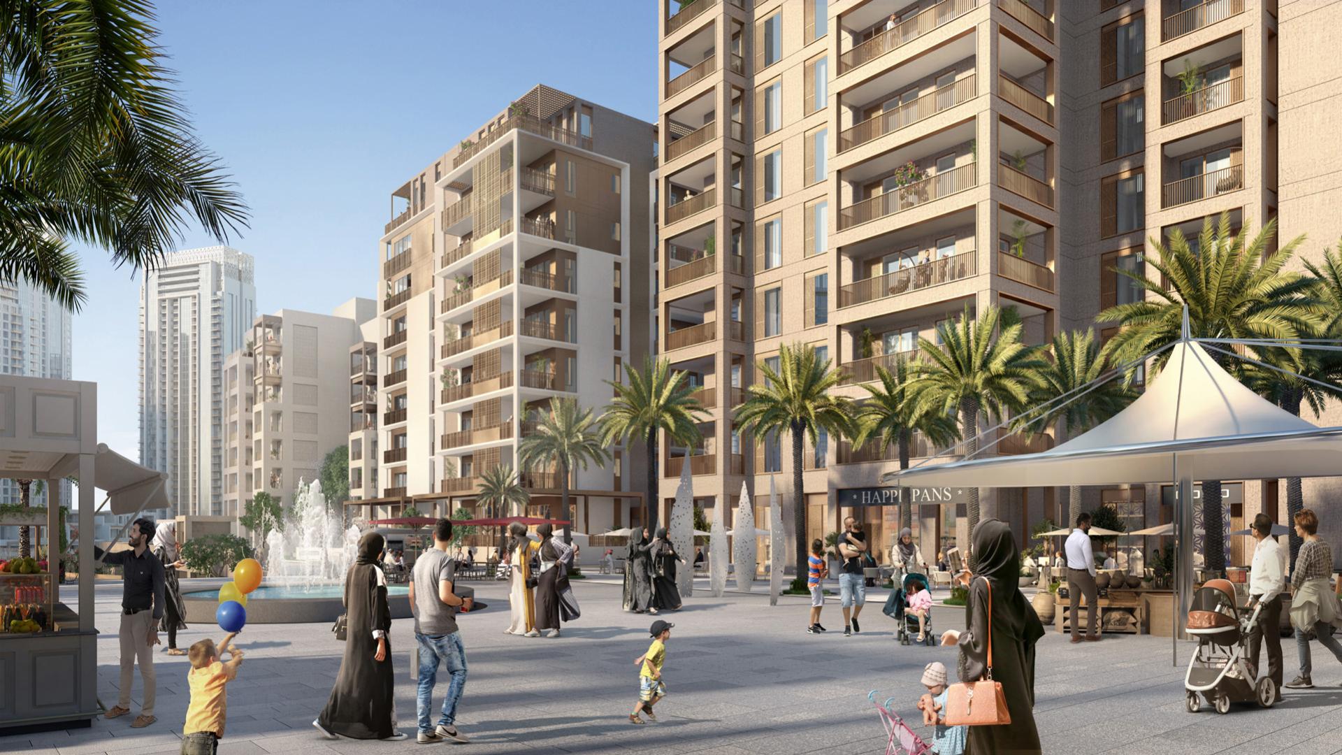 Modern studio apartment interior with balcony at Orchid, Dubai Creek Harbour for sale